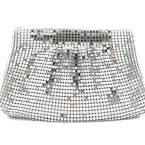 Frewahmesh Women's Evening Clutches Metal Mesh Party Purse Bag (Silver)