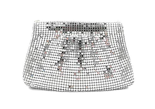 Frewahmesh Women's Evening Clutches Metal Mesh Party Purse Bag (Silver)