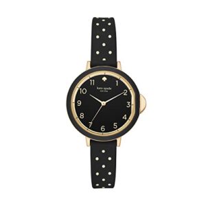 Kate Spade New York Women's Park Row Quartz Metal and Silicone Watch, Color: Black/Gold, Polka Dot (Model: KSW1355)