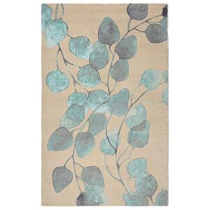 rugsmith ficus modern floral area rug, 5 ft x 7 ft, turquoise