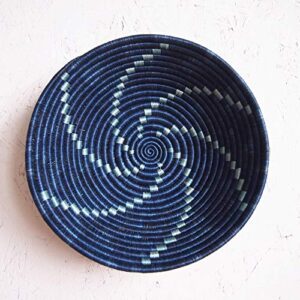 african basket- ruhango/rwanda basket/woven bowl/sisal & sweetgrass basket/blues