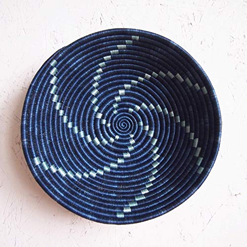 African Basket- Ruhango/Rwanda Basket/Woven Bowl/Sisal & Sweetgrass Basket/Blues