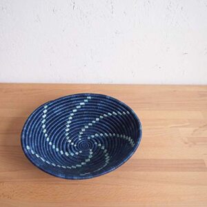 African Basket- Ruhango/Rwanda Basket/Woven Bowl/Sisal & Sweetgrass Basket/Blues