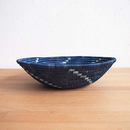 African Basket- Ruhango/Rwanda Basket/Woven Bowl/Sisal & Sweetgrass Basket/Blues