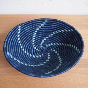 African Basket- Ruhango/Rwanda Basket/Woven Bowl/Sisal & Sweetgrass Basket/Blues