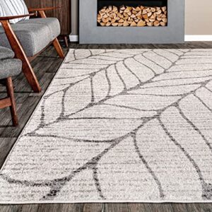 nuLOOM Leaves Abstract Area Rug, 5' x 8', Light Grey