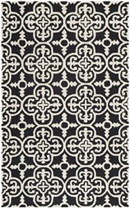 safavieh cambridge collection 5′ x 8′ black/ivory cam133e handmade moroccan premium wool area rug