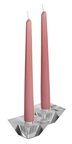 12 Pack Tall Taper Candles - 12 Inch Rose Pink Dripless, Unscented Dinner Candle - Paraffin Wax with Cotton Wicks - 10 Hour Burn Time