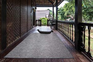 machine washable tonal design jute back 5×7 reversible indoor/outdoor area rug for patio, living room, bedroom, office, dining room, 5’3″ x 6’11”, gray