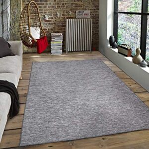 Machine Washable Tonal Design Jute Back 5x7 Reversible Indoor/Outdoor Area Rug for Patio, Living Room, Bedroom, Office, Dining Room, 5'3" x 6'11", Gray