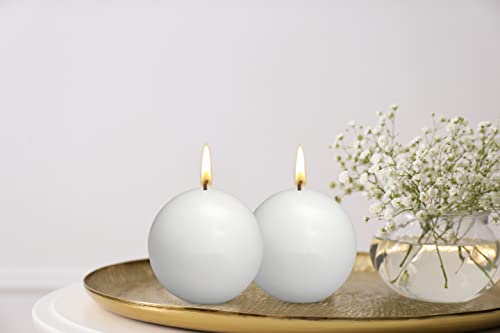 Bolsius 2 Count White Ball Candles - 2.75 Inches Unscented Candle Set - Premium European Quality - Dripless And Smokeless Clean Burning Dinner Candle - Perfect for Wedding, Party, And Special Occasion