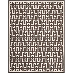 safavieh dhurries collection 8′ x 10′ chocolate / ivory dhu621c handmade flatweave premium wool area rug
