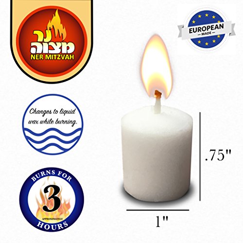 3 Hour Neironim Candles - Shabbat Neronim and Votive Wax Candle - 72 Count - by Ner Mitzvah.