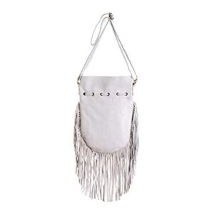 White Boho Bag | Real Leather | Fringe Purse | Bohemian Bags | Hobo Tote Handbag