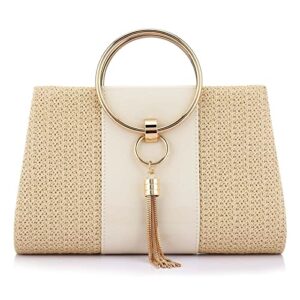 women straw bag crossbody clutch evening clutch purse beach shoulder handbag (yellow 01)
