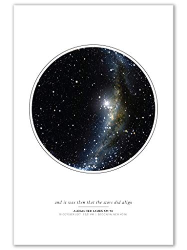 Custom Personalized Night Sky Star Map Poster, Unframed Print