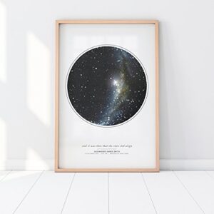 Custom Personalized Night Sky Star Map Poster, Unframed Print