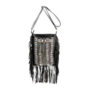 black boho bag| real leather | fringe purse | bohemian bags | hobo tote handbag