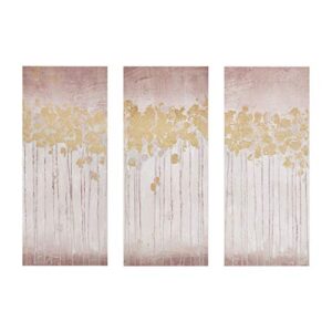 madison park wall art living room decor – embelished gold foil triptych canvas home accent dining, bathroom decoration, ready to hang painting for bedroom, 15″ x 35″, twilight forest blush 3 piece