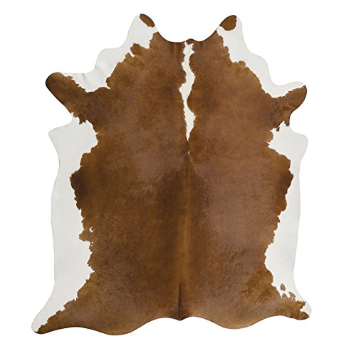 rodeo Brown and White Cow Skin Hereford Cowhide Rug Leather Cow Skin Size 6x6ft Brown with White Belly