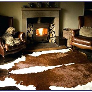 rodeo Brown and White Cow Skin Hereford Cowhide Rug Leather Cow Skin Size 6x6ft Brown with White Belly