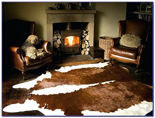 rodeo Brown and White Cow Skin Hereford Cowhide Rug Leather Cow Skin Size 6x6ft Brown with White Belly