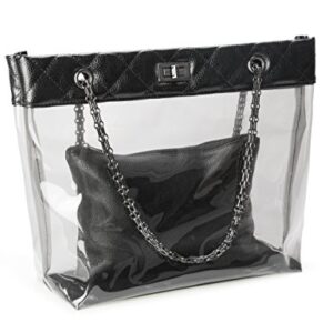 Candy Color 2 in 1 Chain Strap Clear Handbags Transparent Tote Purses for Women