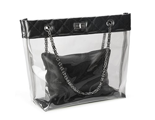 Candy Color 2 in 1 Chain Strap Clear Handbags Transparent Tote Purses for Women