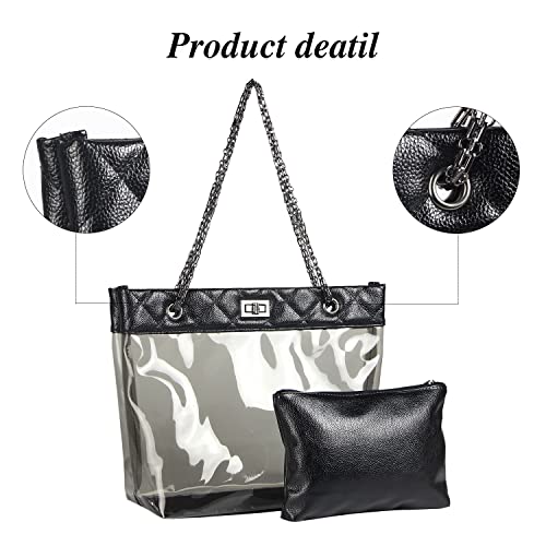 Candy Color 2 in 1 Chain Strap Clear Handbags Transparent Tote Purses for Women