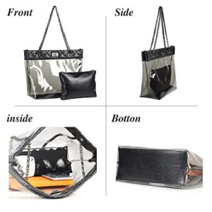 Candy Color 2 in 1 Chain Strap Clear Handbags Transparent Tote Purses for Women