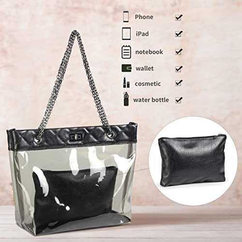 Candy Color 2 in 1 Chain Strap Clear Handbags Transparent Tote Purses for Women