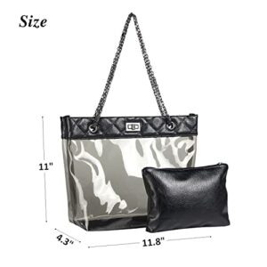 Candy Color 2 in 1 Chain Strap Clear Handbags Transparent Tote Purses for Women