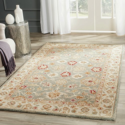 SAFAVIEH Antiquity Collection 4' x 6' Grey Blue / Beige AT822A Handmade Traditional Oriental Premium Wool Area Rug