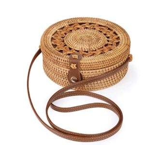 Rattan Bags for Women - Handmade Wicker Woven Purse Handbag Circle Boho Bag Bali #2 S