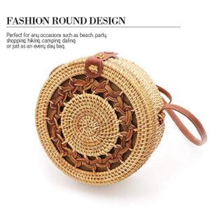 Rattan Bags for Women - Handmade Wicker Woven Purse Handbag Circle Boho Bag Bali #2 S