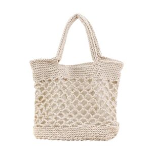 tendycoco hand-woven straw shoulder tote crochet summer beach bag woven handbag & purse handmade for women