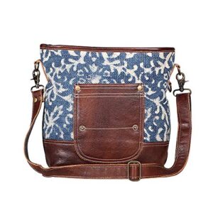 myra bags blue bliss canvas, leather & rug shoulder bag s-1950