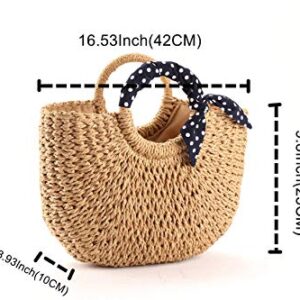 YXILEE Summer Beach bag,Handmade Large Straw Tote Bag Womens Handbag