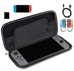 carrying case compatible with nintendo switch – protective hard portable travel carry case shell pouch for console & accessories – silver