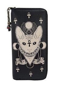 lost queen gothic bastet sphynx cat occult goth zip around wallet
