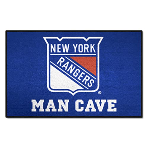 FANMATS 14462 New York Rangers Man Cave Starter Mat Accent Rug - 19in. x 30in. | Sports Fan Home Decor Rug and Tailgating Mat