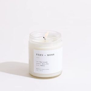 brooklyn candle studio fern + moss minimalist candle | vegan soy wax luxury scented candle, hand poured in the usa, 50 hour slow burn time (7.5 oz)