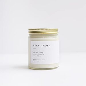 Brooklyn Candle Studio Fern + Moss Minimalist Candle | Vegan Soy Wax Luxury Scented Candle, Hand Poured in The USA, 50 Hour Slow Burn Time (7.5 oz)