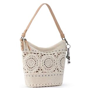 The Sak unisex adult Women's Sequoia Crochet Hobo Handbag, Natural Medallion, One Size US