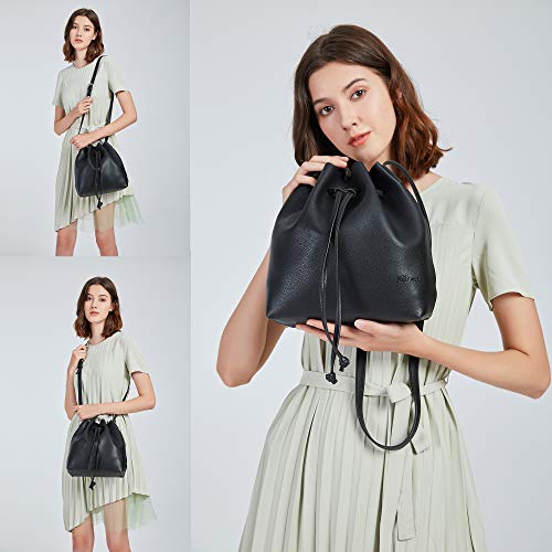 Bucket Bags for Women, Drawstring Bucket Purses 2 Pieces Sets Small Crossbody Purse with Cosmetic Makeup Bags