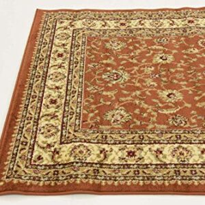 Unique Loom Voyage Collection Traditional Oriental Classic Intricate Design Area Rug, 4 ft 0 in x 4 ft 0 in, Terracotta/Ivory