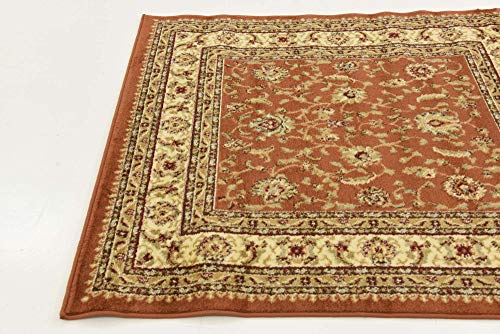 Unique Loom Voyage Collection Traditional Oriental Classic Intricate Design Area Rug, 4 ft 0 in x 4 ft 0 in, Terracotta/Ivory