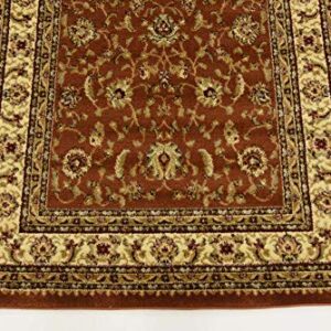 Unique Loom Voyage Collection Traditional Oriental Classic Intricate Design Area Rug, 4 ft 0 in x 4 ft 0 in, Terracotta/Ivory