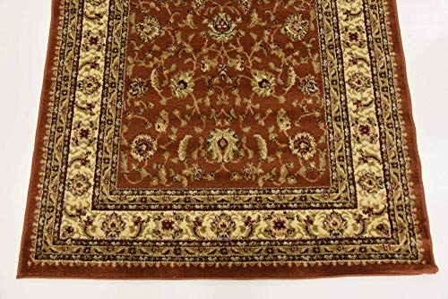 Unique Loom Voyage Collection Traditional Oriental Classic Intricate Design Area Rug, 4 ft 0 in x 4 ft 0 in, Terracotta/Ivory