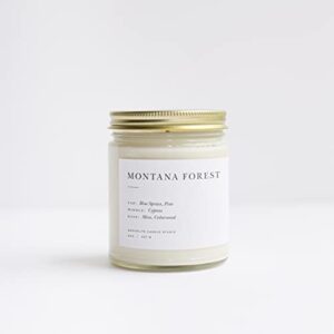 Brooklyn Candle Studio Montana Forest Minimalist Candle | Vegan Soy Wax Luxury Scented Candle, Hand Poured in The USA, 50 Hour Slow Burn Time (7.5 oz)